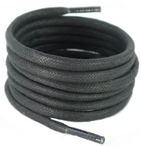 180 cm x 6 mm round waxed Cotton Black Boot laces