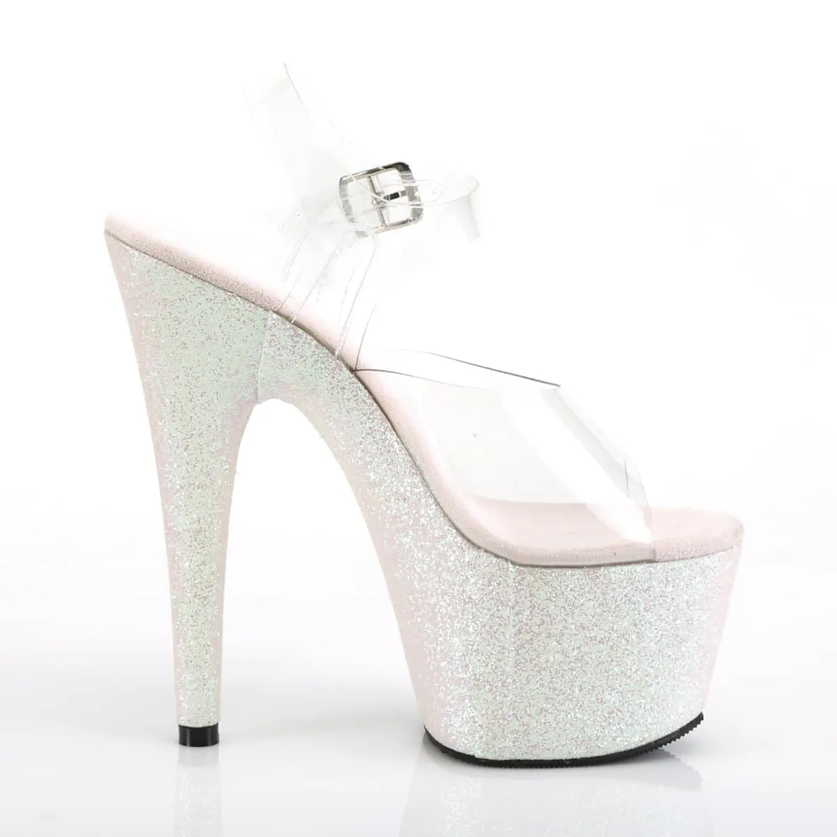 ADORE-708HMG Clear & Pink Ankle Peep Toe High Heel