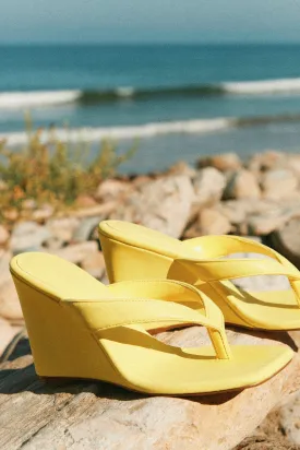 Alena Wedge Heel Mules - Yellow