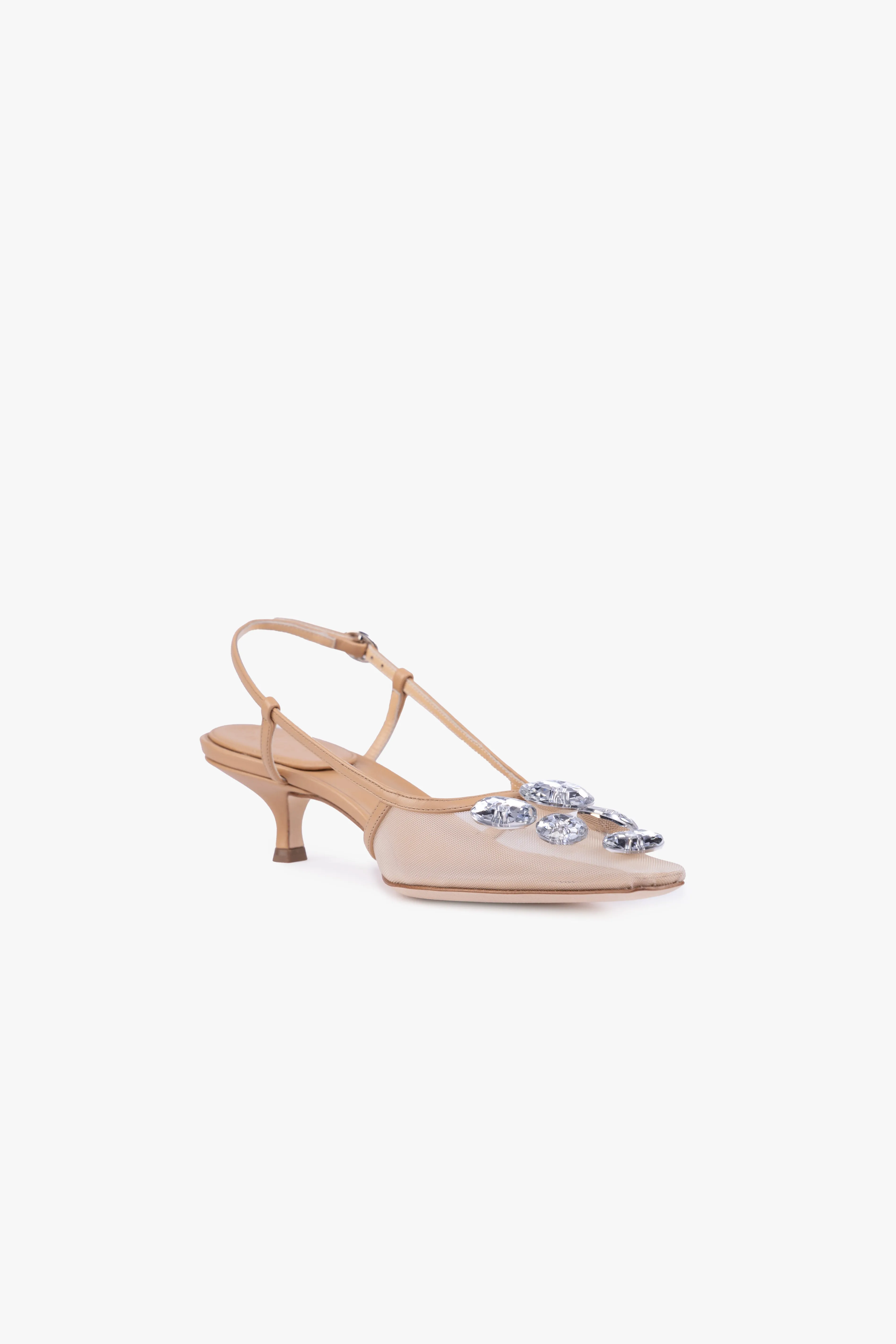 Amanda Kitten Heel Crystal Beige