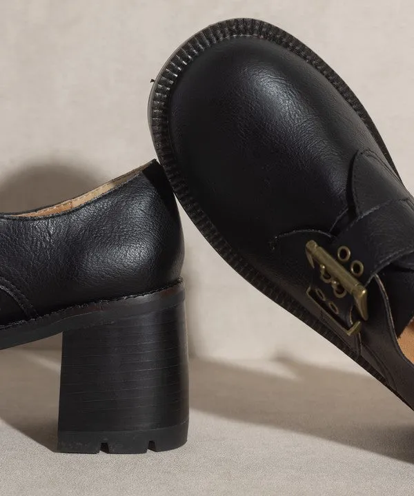 Black Buckled Platform Loafers