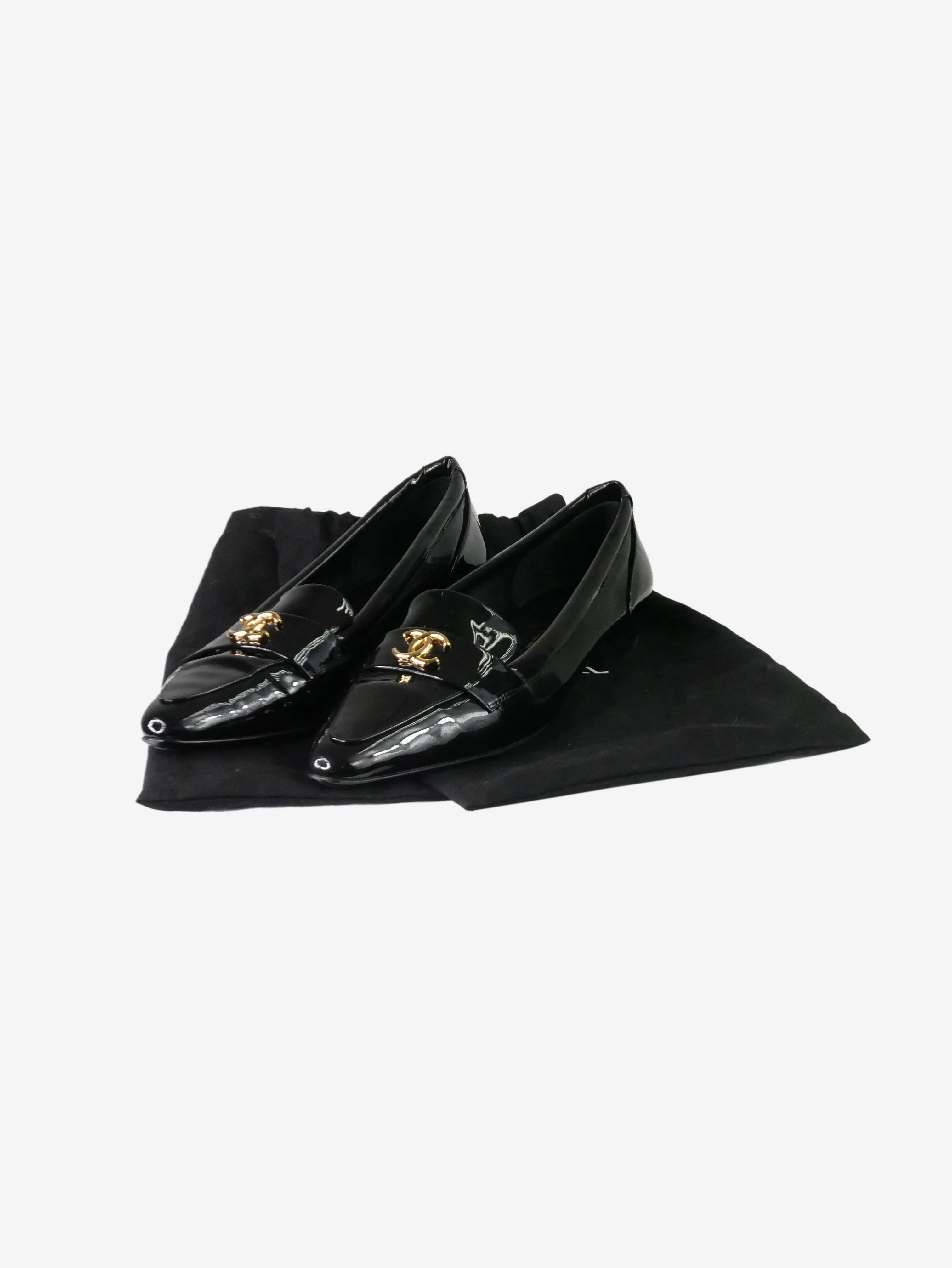 Black patent leather loafers - size EU 38.5