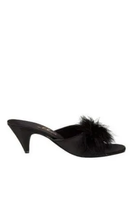 Black Satin Maribou Slippers