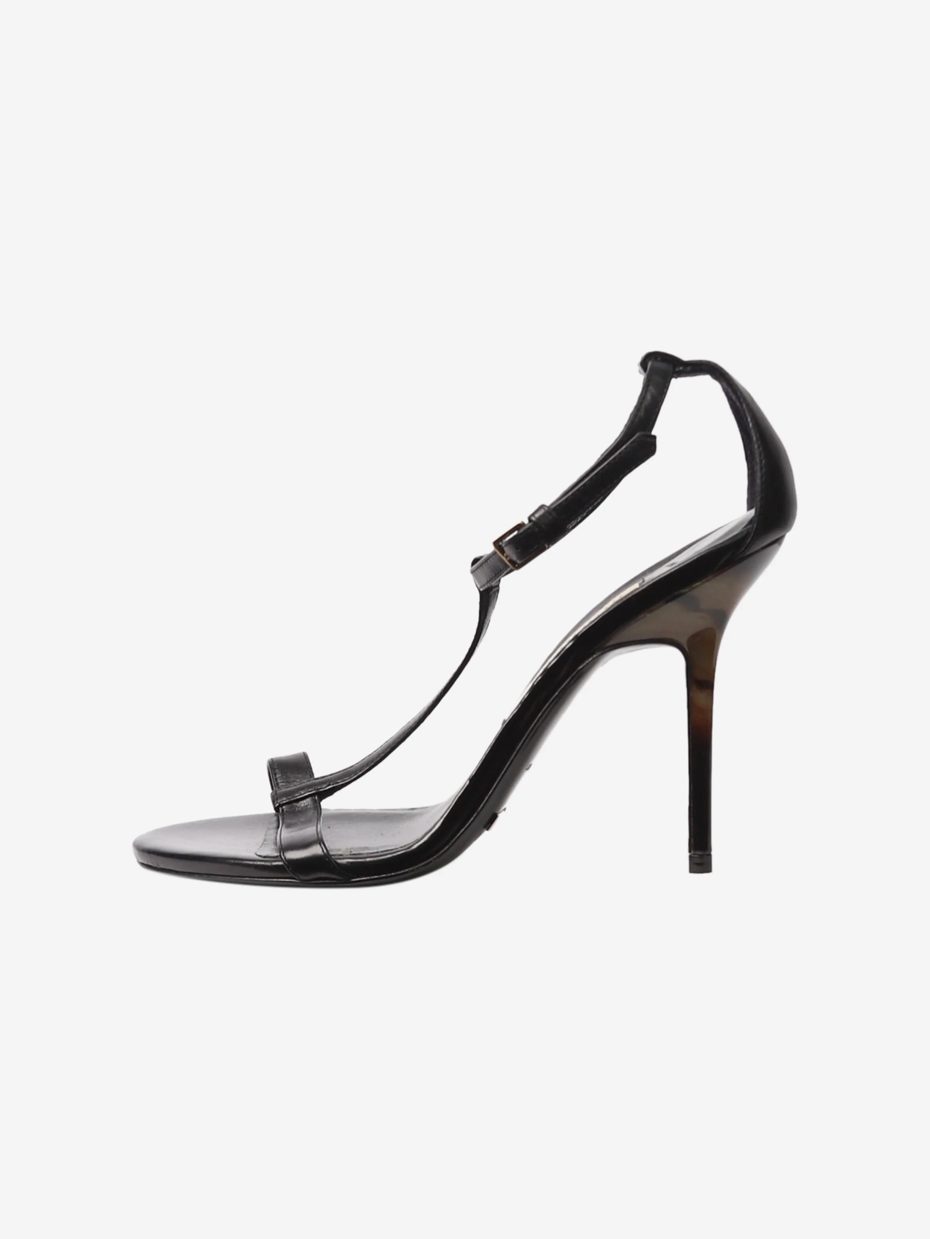 Black T-strap open-toe heels - size EU 37