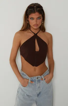 Blakey Brown Halter Neck Top