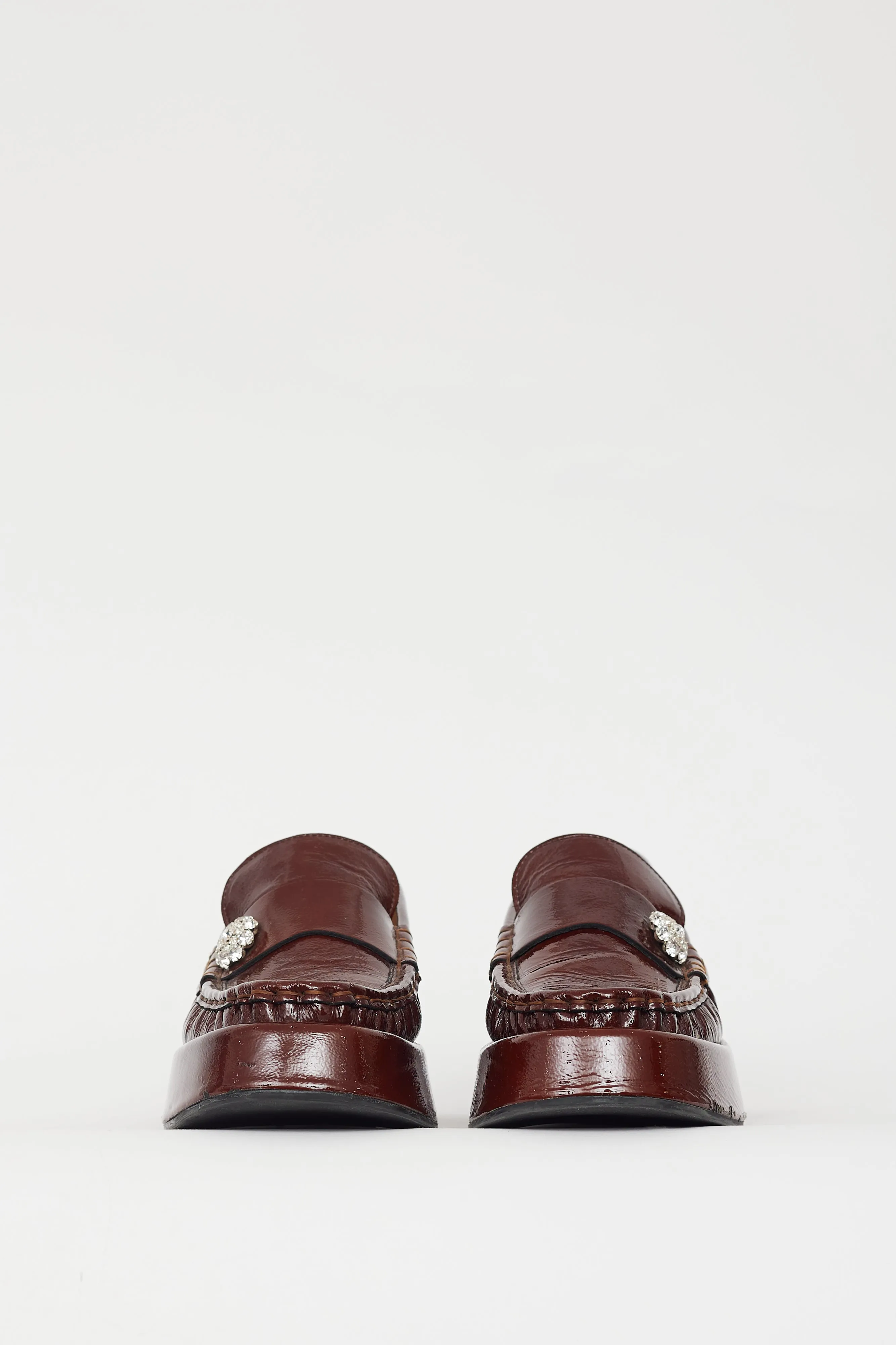 Brown Patent Retro Gem Platform Loafer