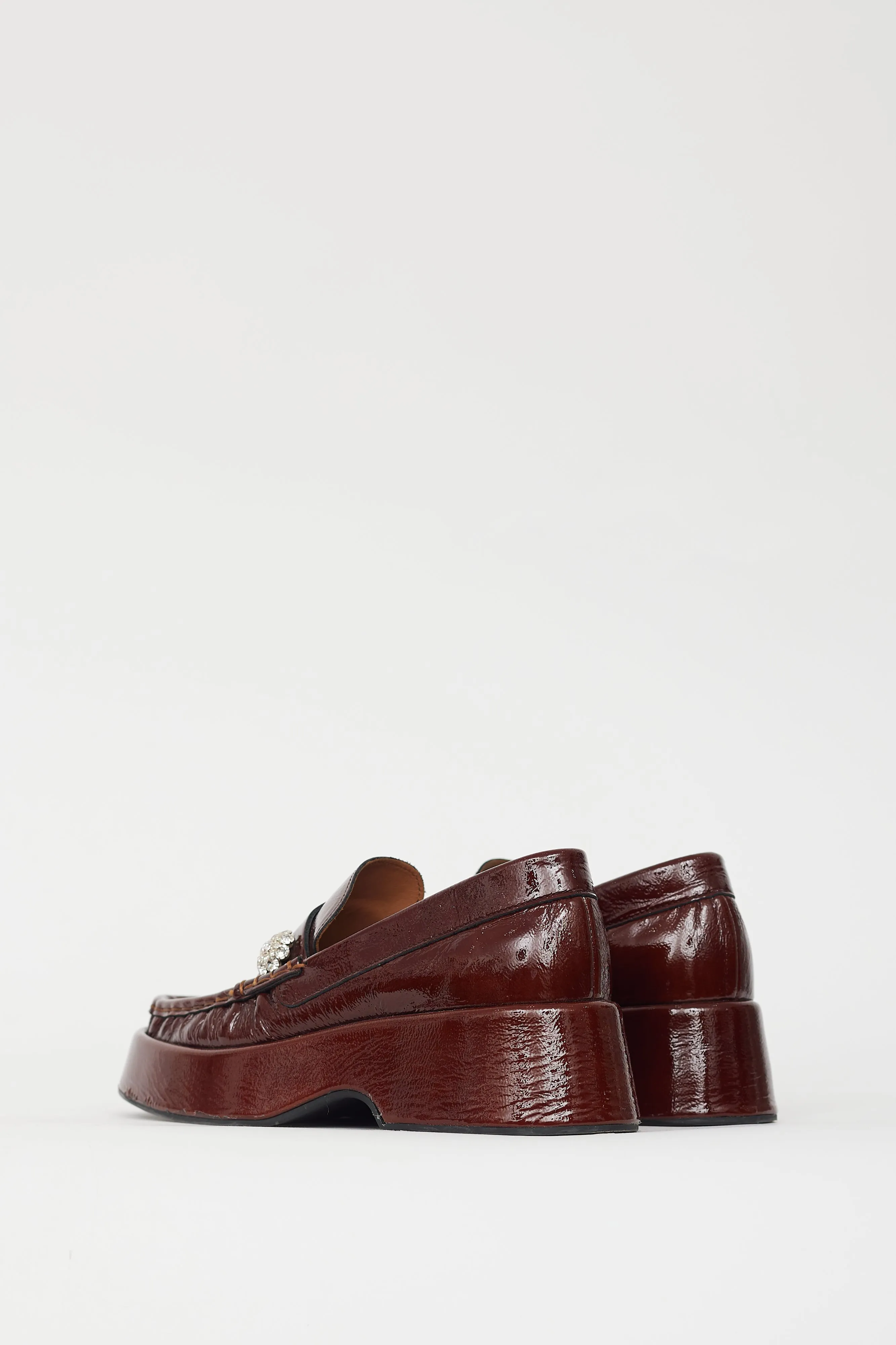 Brown Patent Retro Gem Platform Loafer