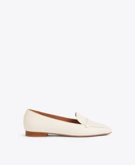 Bruni Cream Leather Loafers