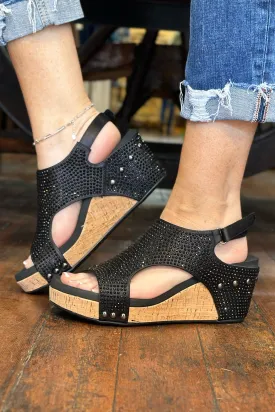 CARLEY By Corkys Black Crystal Wedge