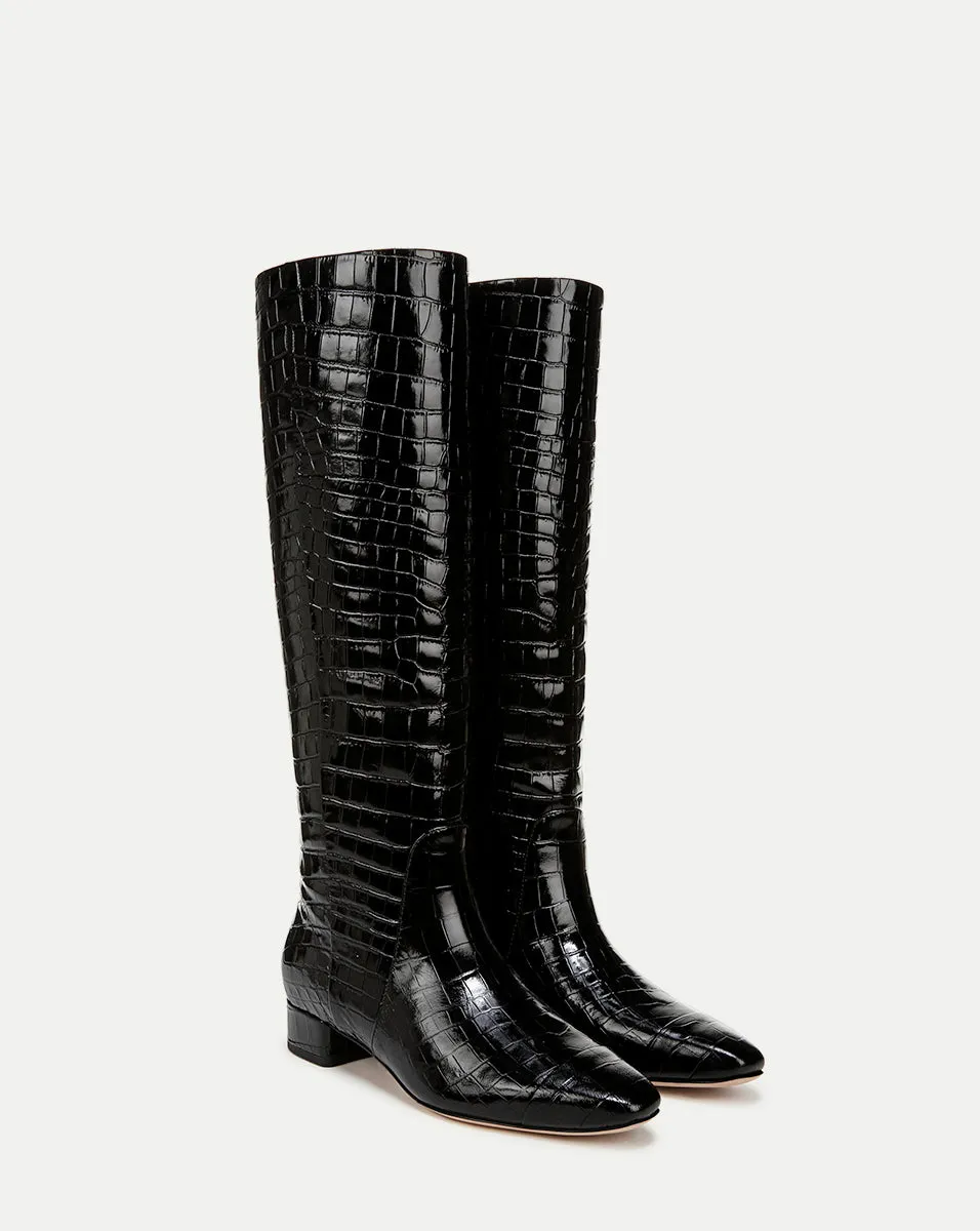 Cecile Croc-Embossed Tall Boot | Wide-Calf