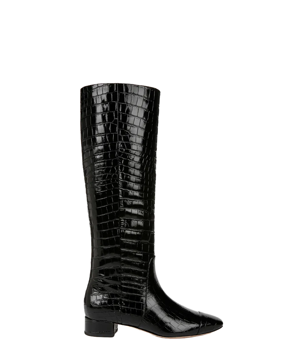 Cecile Croc-Embossed Tall Boot | Wide-Calf