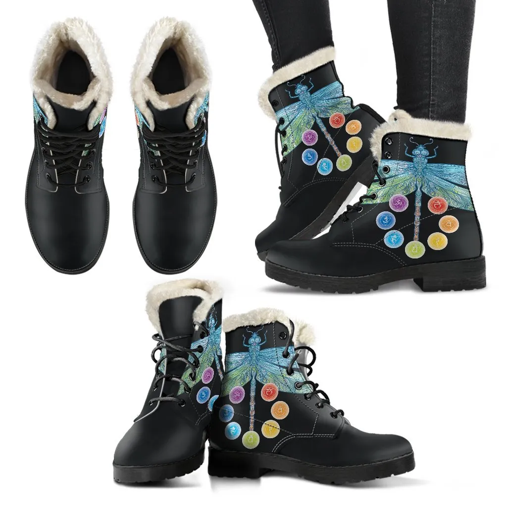 Chakra And Dragonfly Leather Boots