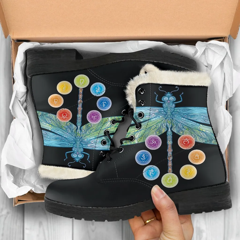 Chakra And Dragonfly Leather Boots