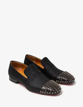 Christian Louboutin Navy Spooky Flat Jacquard Gaufrette Black Loafers -