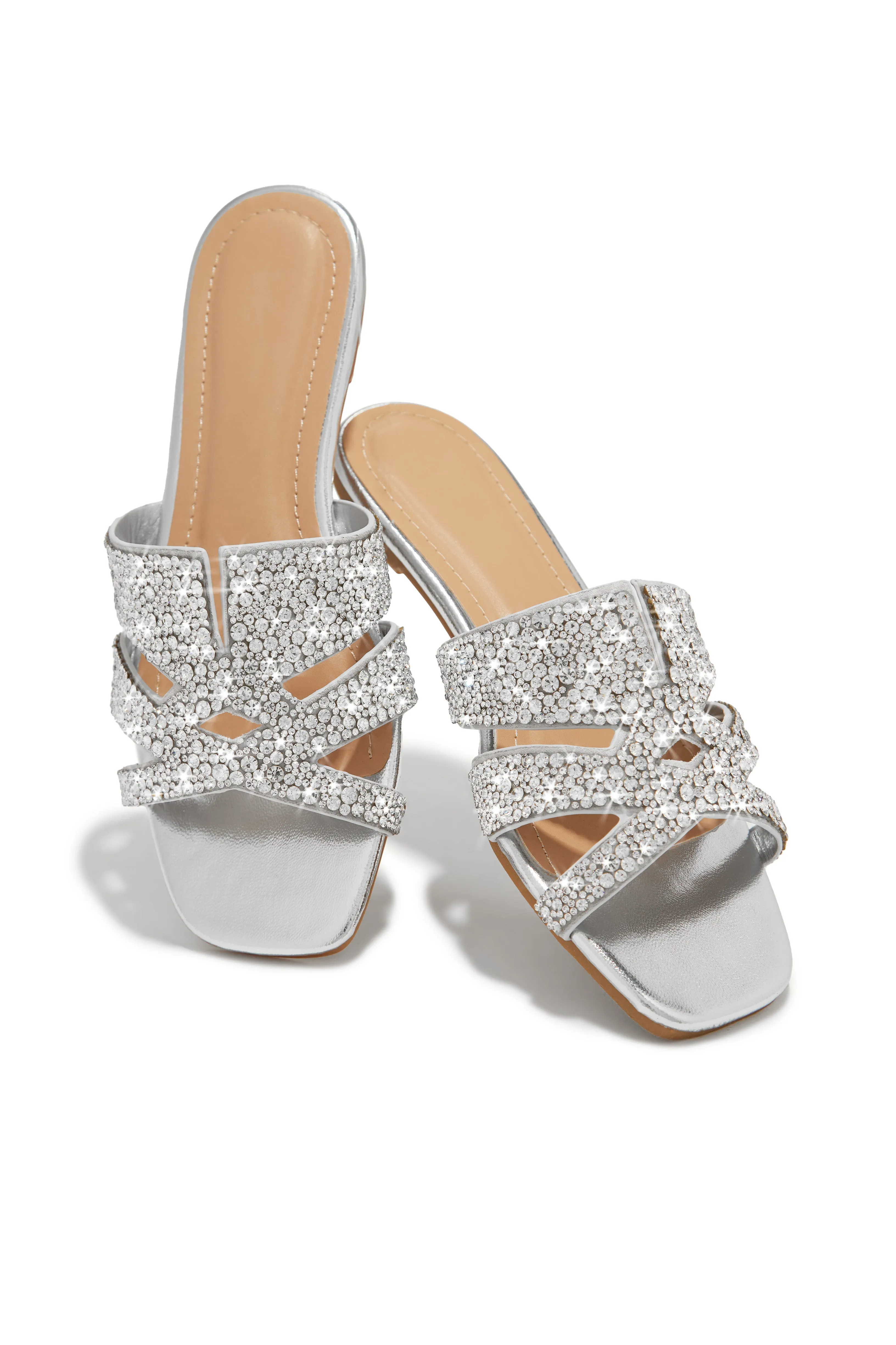 Destination Dreams Embellished Slip On Sandals - Silver