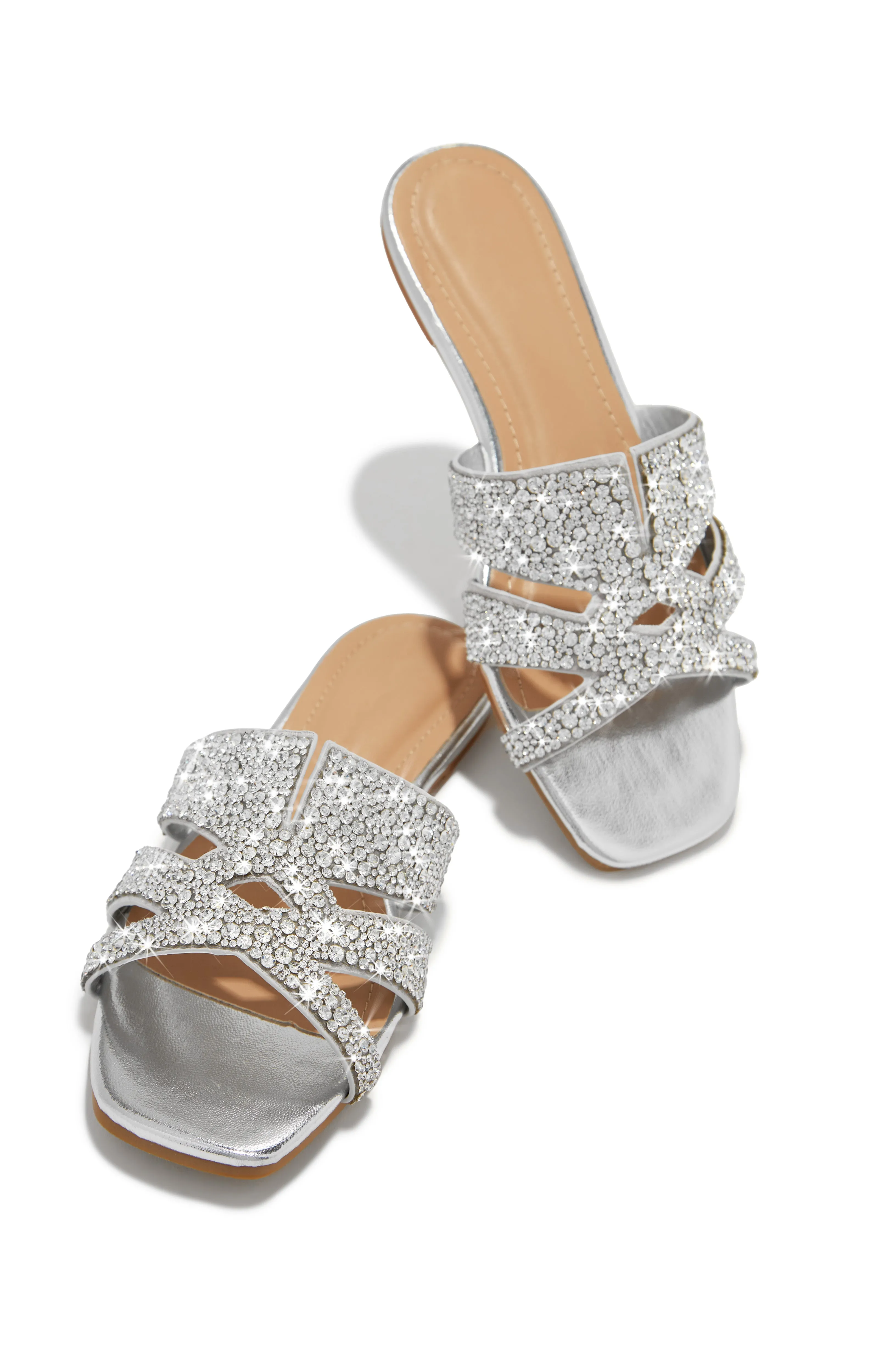 Destination Dreams Embellished Slip On Sandals - Silver