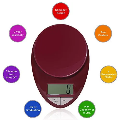 EATSMART PRECISION PRO DIGITAL KITCHEN SCALE, RED