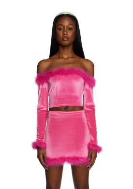 Filthy Femme Velvet Crop Top - Pink