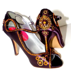 Gatsby 1920's Purple Satin Crystal Heel