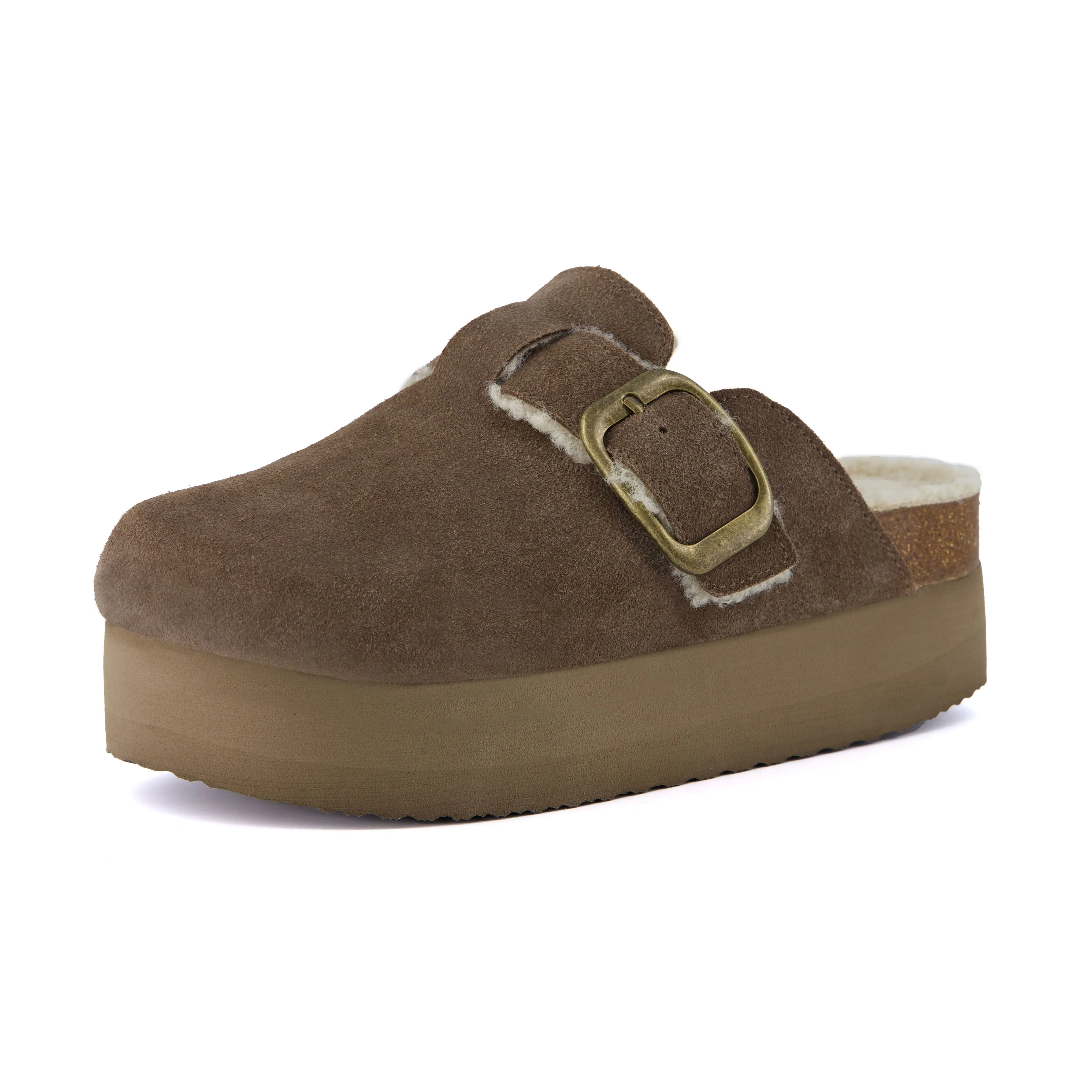 Granola Fur Platform Clog