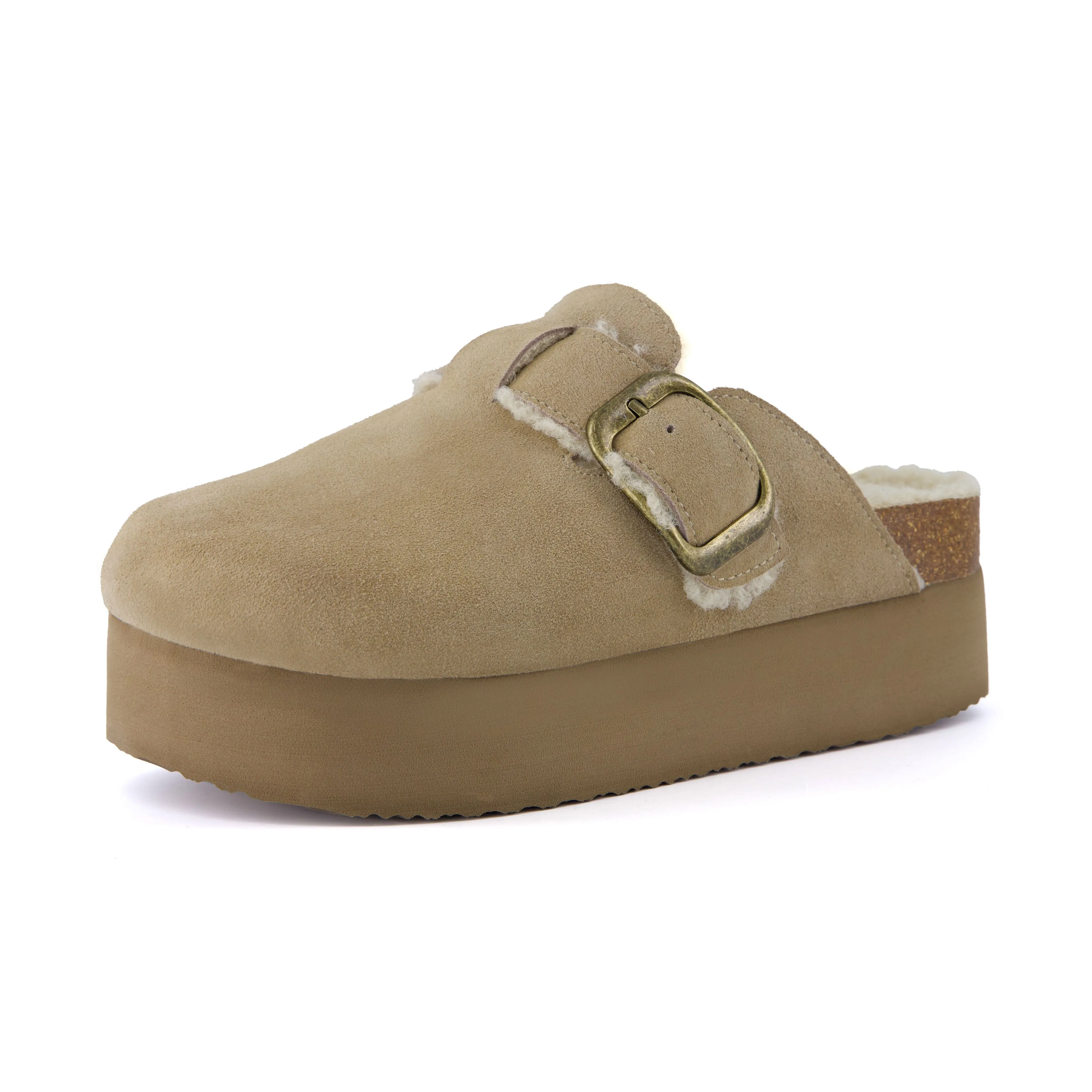 Granola Fur Platform Clog