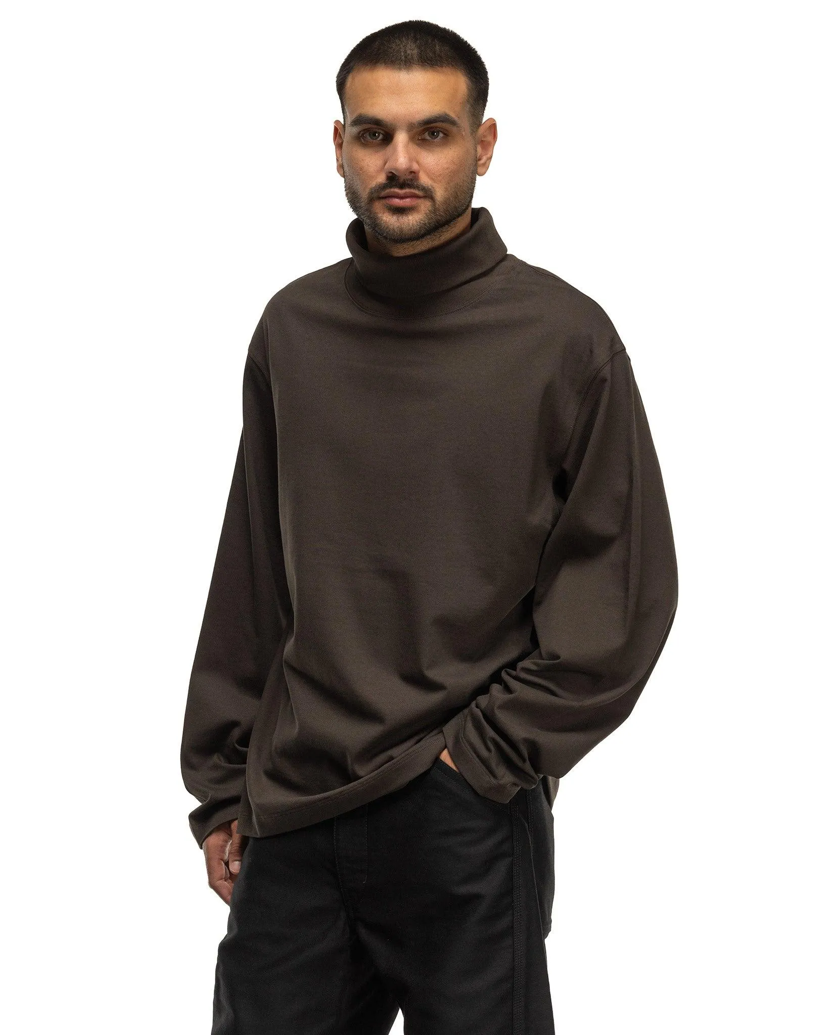 High Neck Long Sleeve Top Espresso