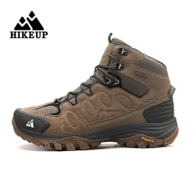 HIKEUP High-Top Men's Lace-Up Non-slip Hiking Boots: Conquer Any Terrain, Even Fishing Banks