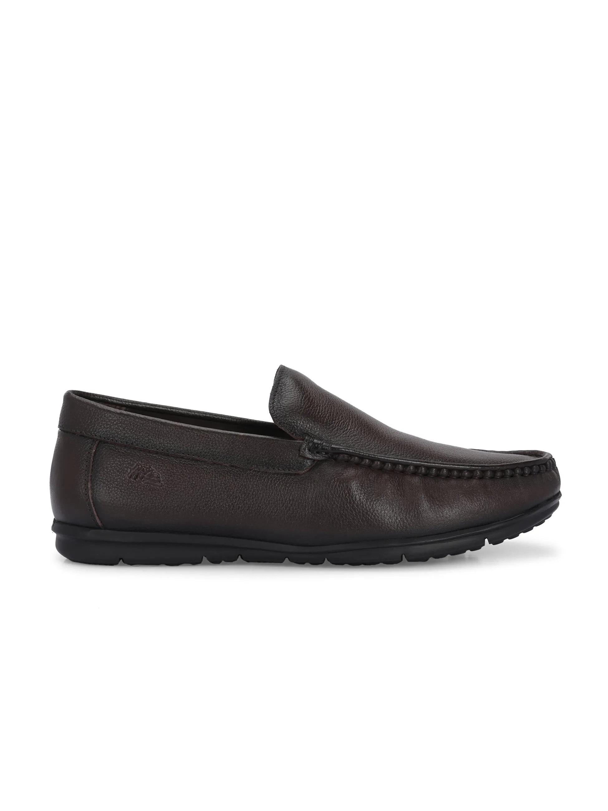 Hitz Men's Brown Leather Formal Slip On Shoes