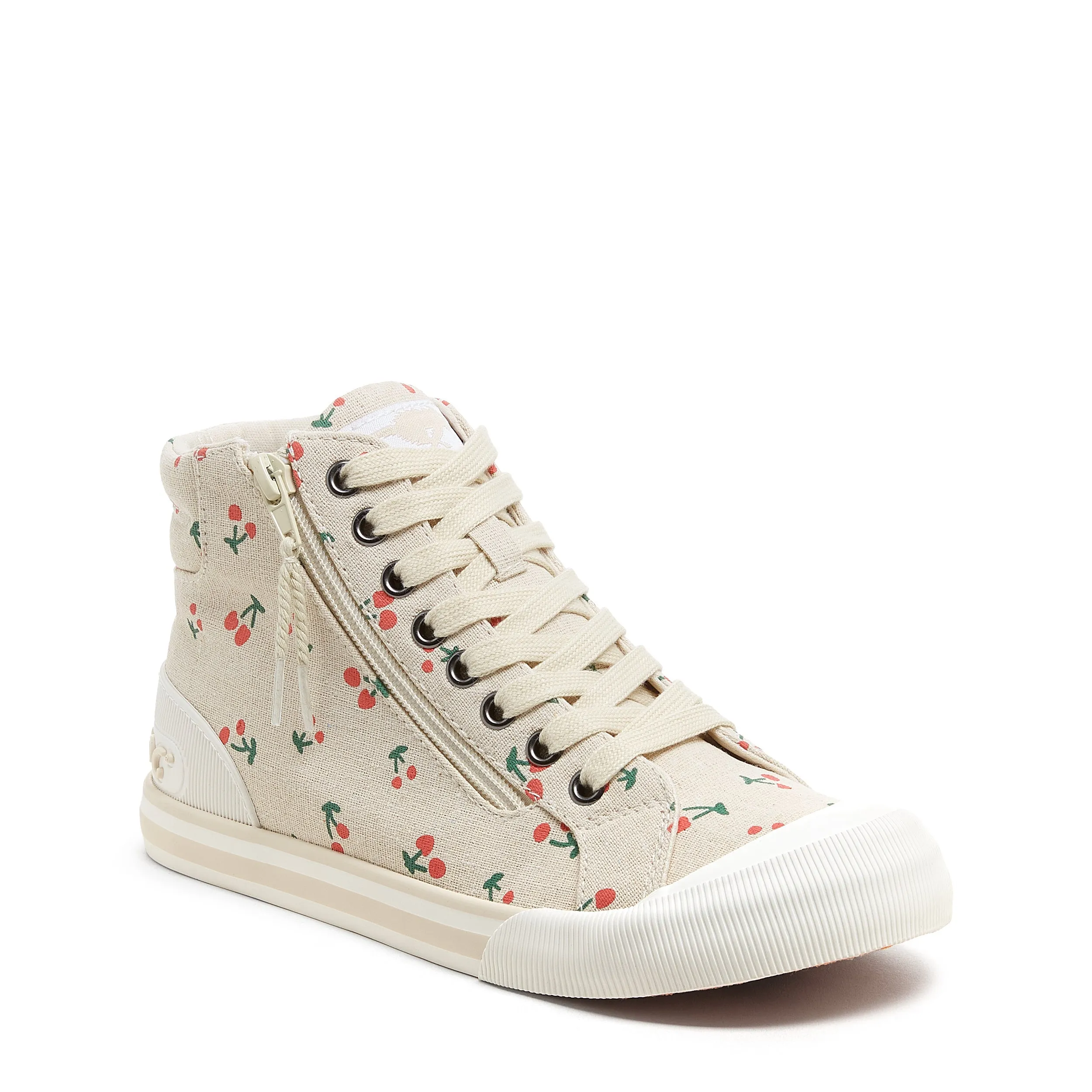 Jazzin Cherry Print Recycled Cotton High-top Trainers