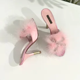 Louis Vuitton Pink Marabou Feather Heels