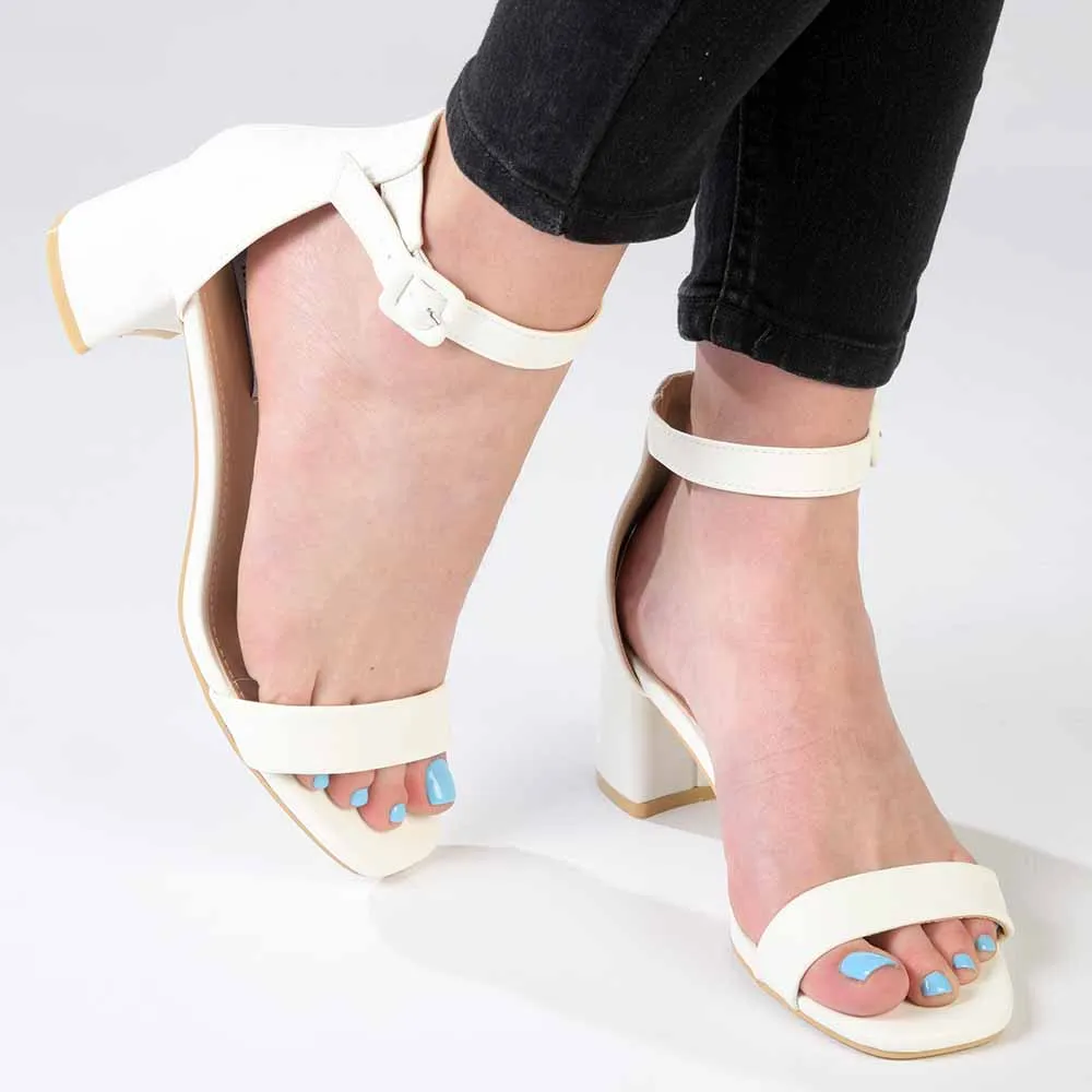 Madison Amira Block Heel Sandal - White