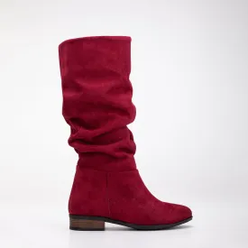 Maribel - Brick Red Suede Slouchy Boots