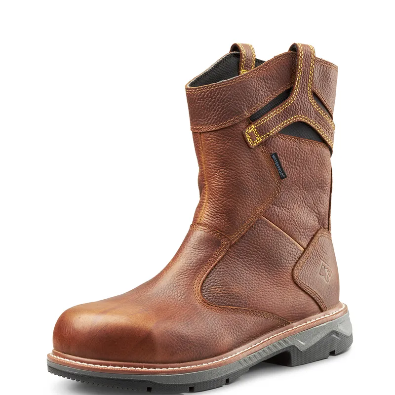 Men's Terra Brown Patton Wellington Waterproof Pull-On Work Boot 4TCBBN