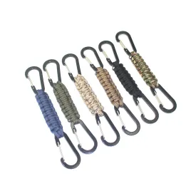 Paracord Keychain with Carabiner, Set of 5 Braided  Utility Ring Hook