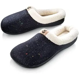 Roxoni Women's Sweater Knit Fleece Lined Clog Slippers Warm House Shoe