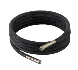 Shoelaces & Boot Laces Black 3 mm Round Leather