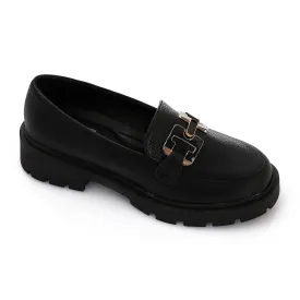 Topshop Cooper leather loafer with gold trim